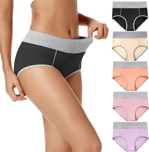 Vista 8 de POKARLA Ropa interior de algodón de cintura alta para mujer, suave, transpirable, bragas de cobertura completa, pantaletas elásticas, ropa