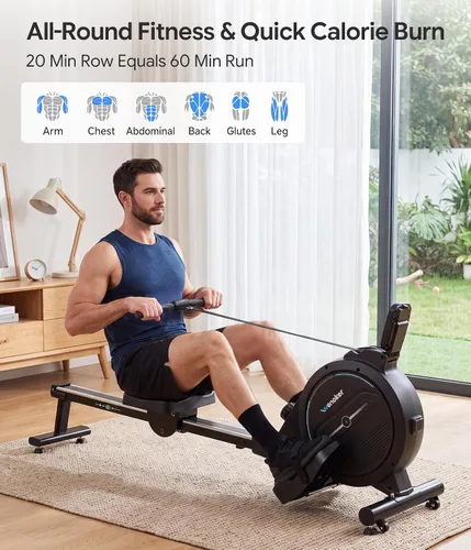 Vista 2 de Wenoker Rowing Machine for Home, Magnetic Rower Machine, 350 LB Weight Capacity, 16-Level Silent Resistance Row Machine for Gym Exercise