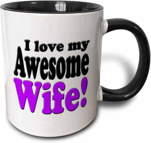Vista 9 de 3dRose evadane – Funny Quotes – I Love My Awesome esposa, púrpura, – Tazas, Blanco White