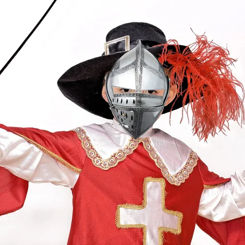 Vista 6 de Máscaras medievales de caballero para fiesta, de papel, decoración de fiesta medieval, para cosplay, caballero cruzado, máscara de soldado