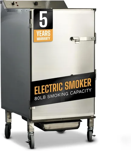 Vista 10 de SmokinTex Lil' Tex Ahumador Eléctrico - Parrilla Ahumadora de Carne Portátil de Acero Inoxidable con Control de Temperatura, Bandeja para Astillas