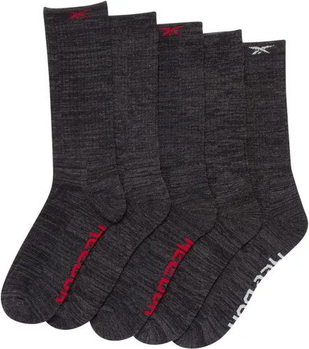 Vista 4 de Reebok Calcetines deportivos para hombre, paquete de 5 calcetines deportivos acolchados que absorben la humedad para hombre con costuras reforzadas