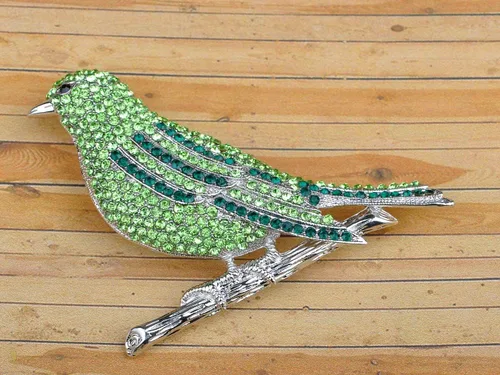 Vista 5 de Alilang - Broche con diseño de pájaro con brillantes, color plateado, color azul y verde