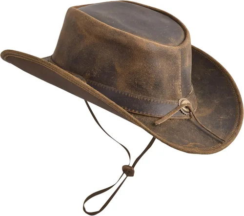 Vista 3 de Sombrero de vaquero de cuero para hombres y mujeres, duradero, hecho a mano, ligero, moldeable, sombreros occidentales para hombres