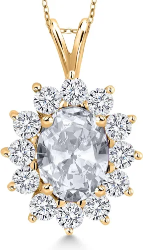Vista 158 de Gem Stone King Collar con piedra natal ovalada de plata chapada en oro amarillo de 18 quilates, ovalado de 0.315 x 0.236 in, collares con colgante