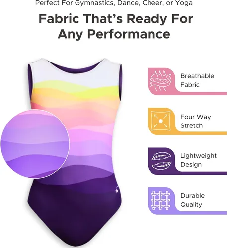 Vista 3 de Destira Leotardos de gimnasia para niñas, mallas súper suaves con scrunchie, gimnasia, baile, animación, yoga y más