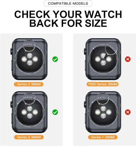Vista 2 de Misxi Paquete de 2 fundas impermeables con botón diseñadas para Apple Watch Series 3 Series 2 de 38mm, funda rígida de policarbonato anticaídas
