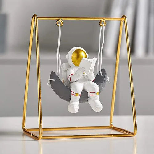 Vista 4 de Figura de astronauta, adornos de astronauta, soporte de exhibición de astronauta de resina, adorno de escritorio para el hogar, oficina, regalo