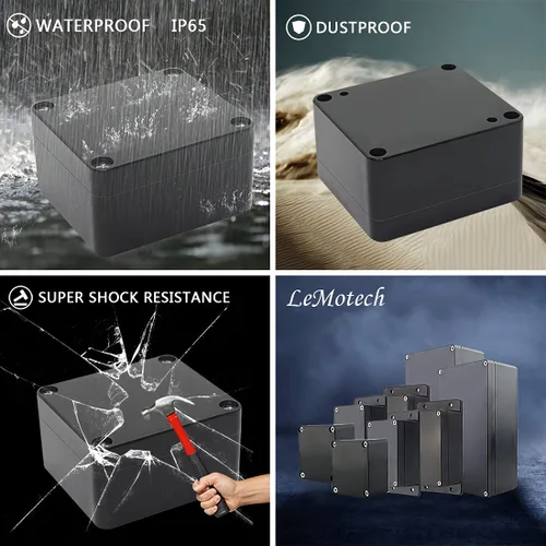 Vista 7 de LeMotech Caja de conexiones eléctricas de plástico ABS Caja de proyectos IP65 impermeable Caja de derivación universal para electrónicas Negro 2.48x