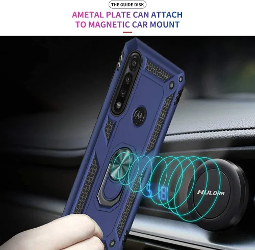 Vista 7 de Yiakeng Funda para Moto G Power 2020, Motorola G Power 2020 con protector de pantalla, fundas protectoras de grado militar con anillo para Moto G