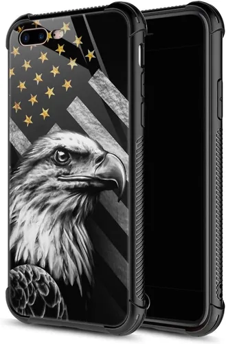 Vista 14 de ZHEGAILIAN Funda compatible con iPhone 7P/8P, AK 47, carcasa de munición para ametralladora AK 47, parte trasera de vidrio templado + funda