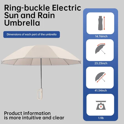 Vista 6 de Paraguas inteligente, reforzado a prueba de viento, duradero, protector solar, protección UV UPF50+, con anillo reflectante de ángel, negocios