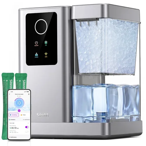 Vista 15 de Silonn Nugget - Máquina de hielo para encimera, hielo de caída automática Acero inoxidable