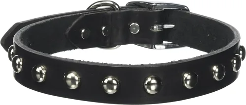Vista 10 de Leather Brothers 12LS-BK12 - Collar de perro de cuero Latigo con tachuelas, tamaño pequeño, color negro
