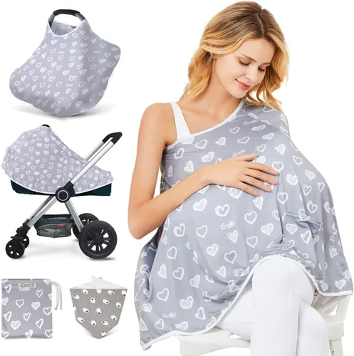 Vista 8 de Funda de lactancia para bebé y poncho de lactancia, cubierta multiusos para toldo de asiento de automóvil, cubierta de carrito de compras, cubierta
