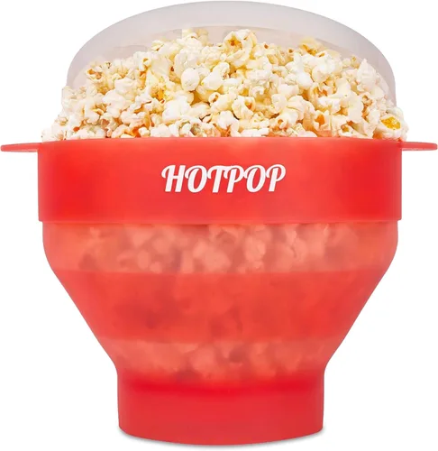 Vista 27 de El Hotpop Original - Palomitero para microondas, Popcorn, contenedor de silicona para hacer palomitas de maíz, cuenco plegable sin BPA y apto