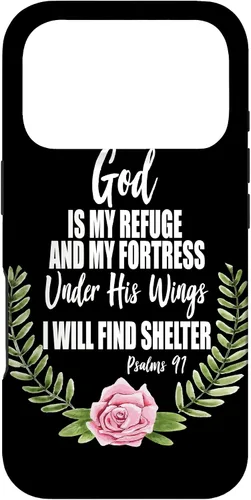 Vista 30 de God is My Refuge Christian Bible Psalms 91 Floral Case for iPhone 17