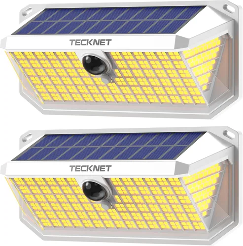 Vista 11 de TECKNET Luces Solares Súper Brillantes para Exteriores Paquete de 3, 2×231 LED y 1×416 LED, Ángulo de 300° y 3 Modos de Iluminación con Sensor