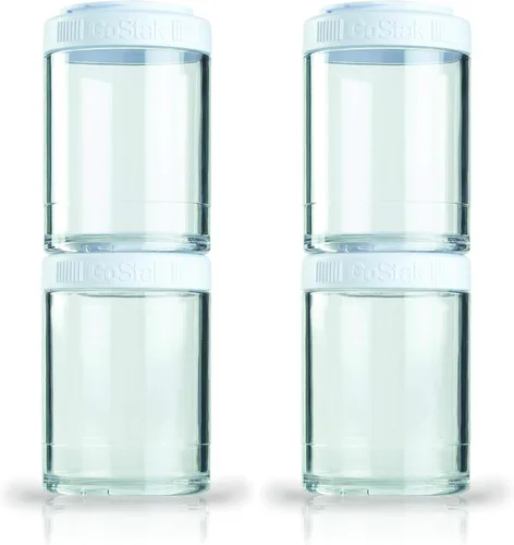 Vista 2 de BlenderBottle GoStak Twist n' Lock - Tarros de almacenamiento, paquete de iniciación de 4 piezas, color negro