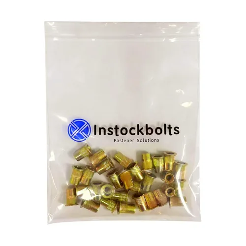 Vista 4 de Tuercas remachables Instockbolts de 1/2"-13, inserto roscado de acero al carbono galvanizado en zinc, 10 piezas