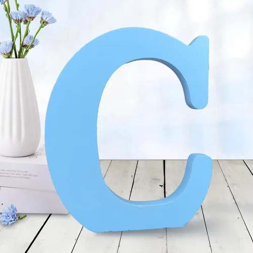Vista 18 de AOCEAN - Letras de madera azul de 6 pulgadas, letras de madera sin terminar para decoración de pared, letras decorativas en pie, cortes de letras