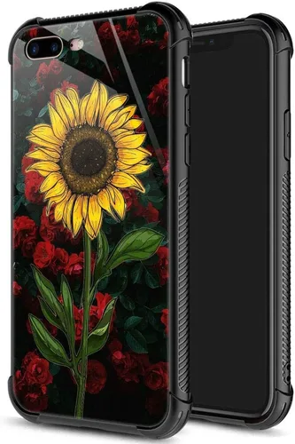 Vista 19 de ZHEGAILIAN Funda para iPhone 7/8 Plus, protección de grado militar, esquinas a prueba de golpes, funda antiarañazos para iPhone 7/8 Plus, girasol