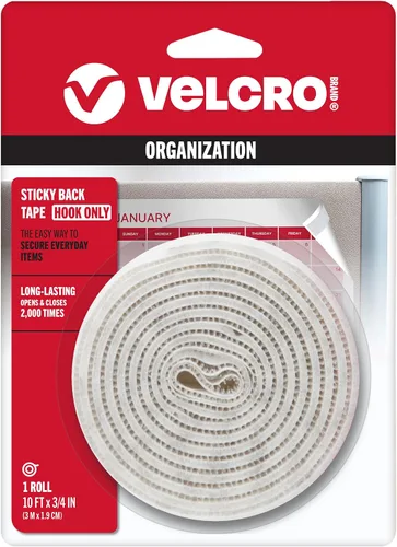 Vista 12 de VELCRO Brand Rollo de cinta negra de 5 pies x 3/4 pulgadas Con adhesivo Corte las tiras a la longitud deseada Cierres de gancho y bucle