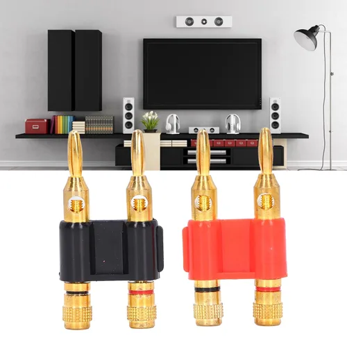 Vista 2 de 2 unids Conectores de altavoz banana apilables Enchufe de plátano macho Conectores de latón de 2 vías Accesorios de alambre de altavoz 32A 1000V