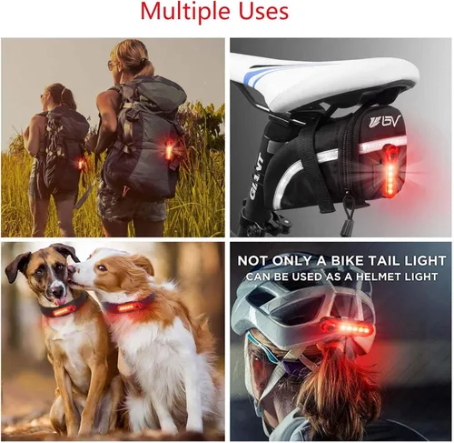 Vista 7 de Paquete de 2 luces traseras de bicicleta recargable, luz trasera roja para bicicleta de noche, luces traseras de bicicleta con gran duración
