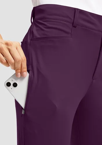 Vista 4 de Pantalones de golf para mujer con bolsillos con cremallera, pantalones elásticos 78, pantalones deportivos casuales para el trabajo, pantalones