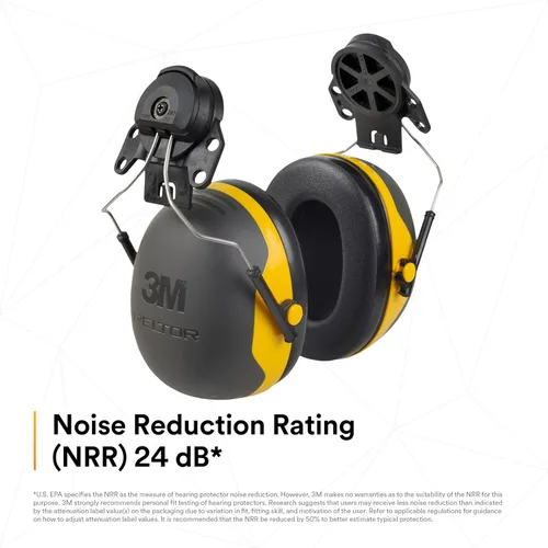 Vista 5 de 3M PELTOR - Orejeras de protección auditiva, Serie X X2P3E, estilo gorra con casco duro adjunto, protección contra el ruido NRR 24 dB, paquete