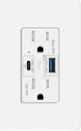 Vista 27 de 15 Amp GFCI Outlet with USB C Ports & USB-A, 1PCS 24W Self-Testing GFCI USB Combo with LED Indicator, Tamper Resistant for Kitchen & Bathroom