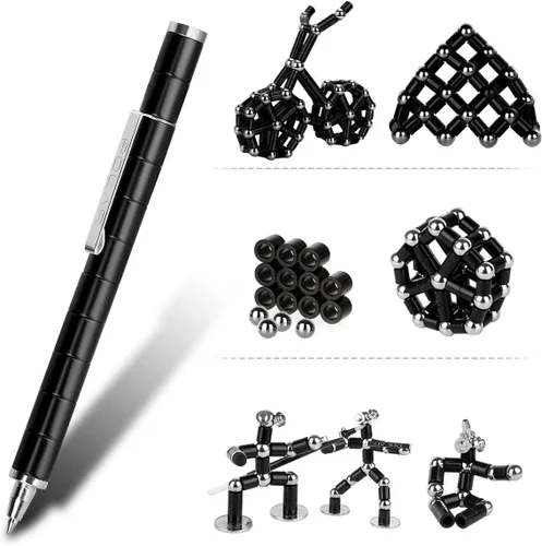 Vista 2 de Bolígrafo de juguete para ansiedad, bolígrafo magnético de metal para descompresión, juguetes de escritorio, multifuncional, deformable