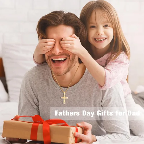 Vista 2 de PAITAIN Regalos para el día del padre para hombres, collar de cruz para padre, papá, marido, novio de esposa, hija, novia, hijo, regalos