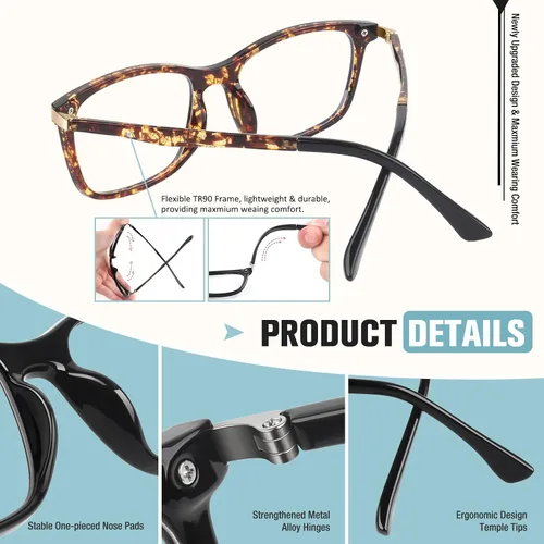 Vista 3 de GQUEEN Fashion Glasses Non Prescription Fake Glasses for Women Men Clear Lens Square 201582