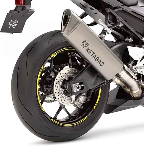 Vista 8 de KETABAO - Adhesivos adhesivos para llantas de 17.1 in, diseño de rayas S03, compatible con YZF R6, R1, MT 03, 125, 09, 07, 10, TRACER 700 FZ25 (azul)