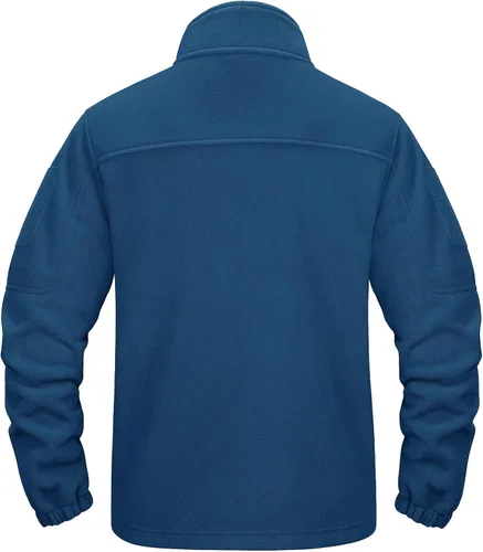 Vista 2 de CRYSULLY Chaqueta de forro polar táctica con cremallera completa para hombre, abrigo de invierno con múltiples bolsillos
