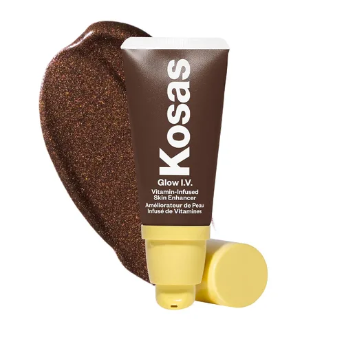 Vista 9 de Kosas Glow I.V. Potenciador iluminador de la piel – Resaltador líquido con infusión de vitaminas, base de brillo hidratante, iluminador facial