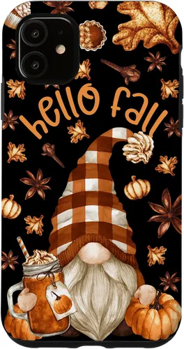 Vista 8 de Pumpkin Spice Coffee Hello Fall Funny Thanksgiving Gnome Case for iPhone 16