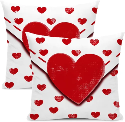 Vista 23 de Fundas de almohada para el Día de San Valentín de 16x16 pulgadas, juego de 2, rosas, corazones de amor, fundas para almohadas de San Valentín