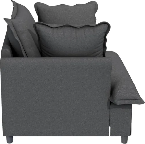 Vista 4 de Sofá deshuesado con borde con falda, sofá de burbujas de gran tamaño con reposabrazos de pétalos, sofá cama de chenilla para la sala, espuma de alta