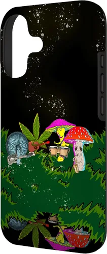 Vista 2 de Jamming Mushrooms Weed - Carcasa para iPhone 17, diseño psicodélico de cannabis 420