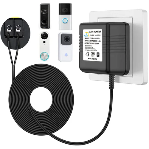 Vista 10 de Transformador de corriente especial para timbre de video, adaptador de corriente de 18V500MA para timbre Ring, compatible con Ring, Nest, Eufy