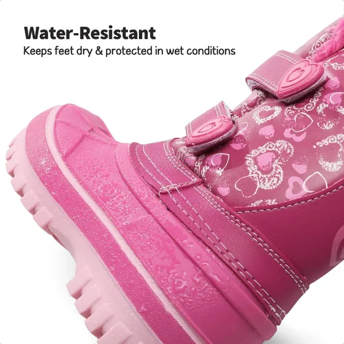 Vista 3 de DREAM PAIRS Botas de nieve de invierno para niños y niñas, hasta la pantorrilla