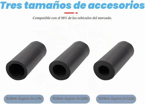 Vista 4 de Pomo de palanca de cambios para automóvil, agarre de transmisión manual y automática con mango tipo cuchillo con tornillos adaptadores y llave Negro