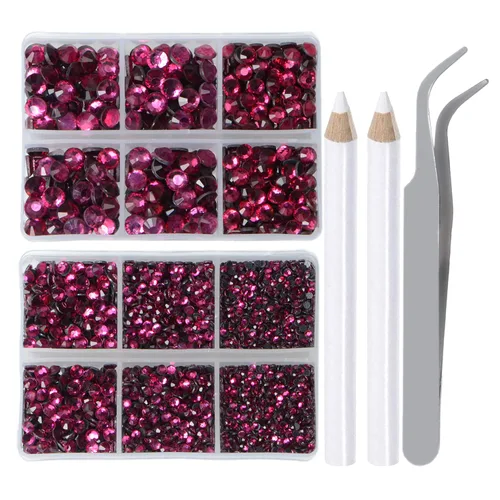Vista 57 de LPBeads 10000 unidades de diamantes termoadhesivos SS6 amatista con parte trasera plana, gemas de diamantes de imitación de cristal redondas