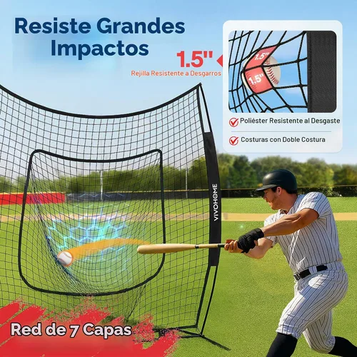 Vista 3 de VIVOHOME Baseball & Softball Training Net with Batting Tee, 7 x 7 ft.