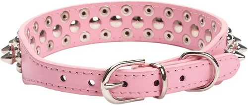 Vista 10 de Collar ajustable de piel sintética con remaches de clavos para gatos, cachorros y perros.