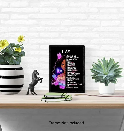Vista 5 de Arte de pared y decoración de niña afroamericana – I Am Black Girl Magic – Arte negro – Afirmaciones positivas inspiradoras – Citas positivas