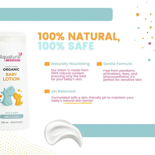 Vista 6 de Loción orgánica para bebés para recién nacidos, crema hidratante natural para rostro y cuerpo, para niños pequeños, piel delicada y seca, loción